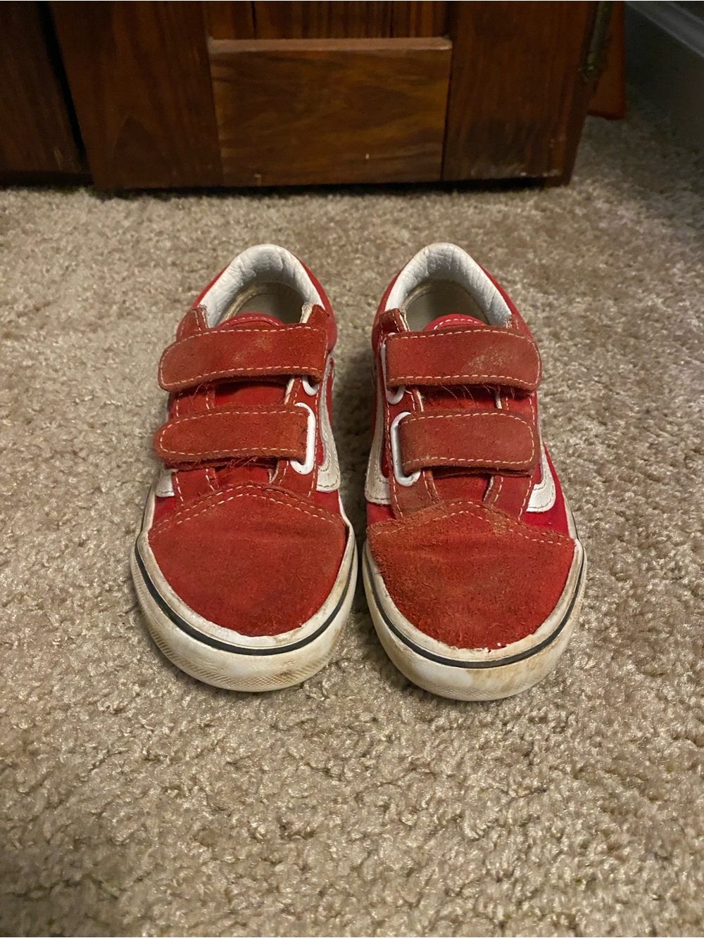 Kids Red Velcro Vans